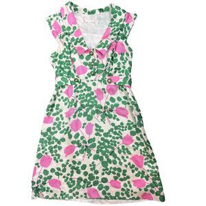 Anthropology Moulinette Soeurs Women's Silk Green Pink Floral Print Dress Sze 4